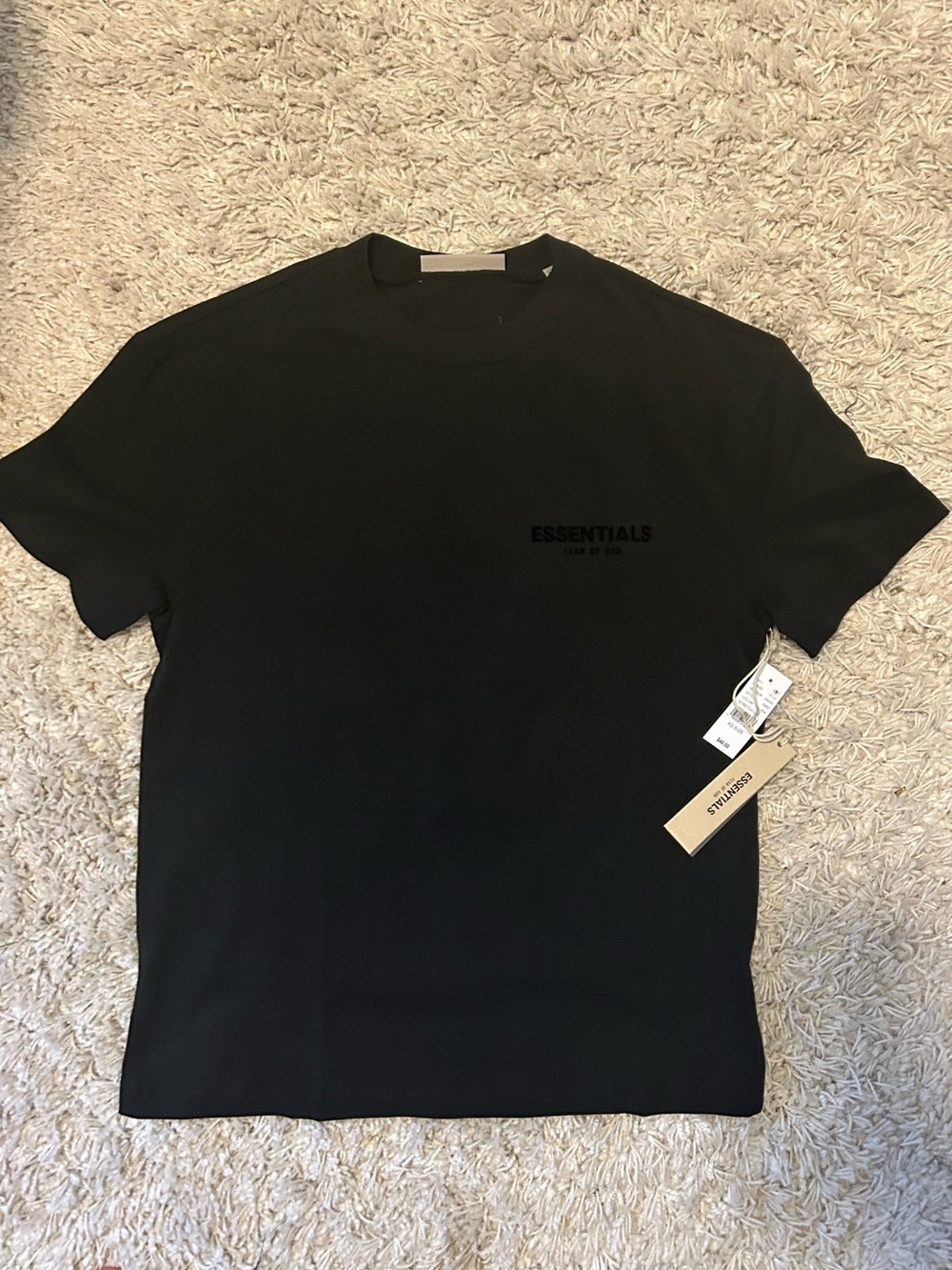Essentials Black Short Sleeve Crewneck Tee with Chest Logo